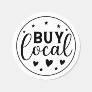 Buy Local | Hand-Drawn Black & White Runt Klistermärke