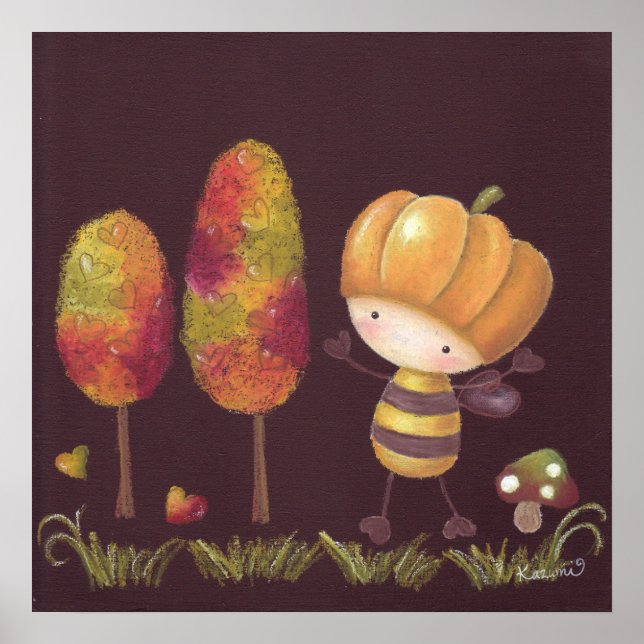 Buz-buz tar en höstpromenad Poster (Framsidan)