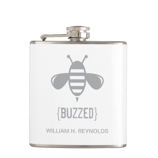 {BUZED} Brudens sida Buzzed Bee Gift (grått) Fickplunta (Framsidan)
