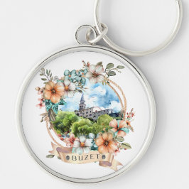 Buzet Croatia Rund Silverfärgad Nyckelring