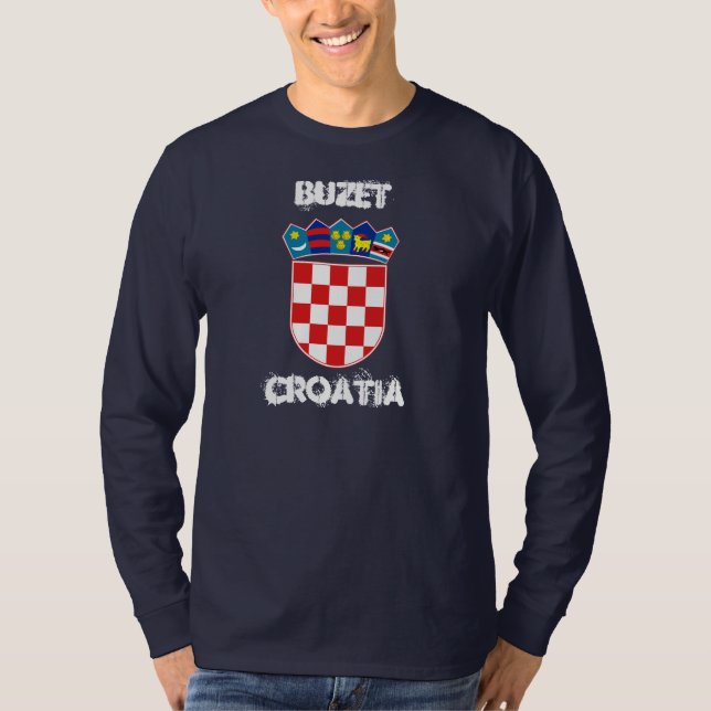 Buzet, Kroatien med jackande av arm T Shirt (Framsida)