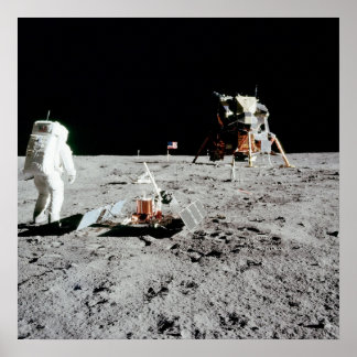 Buzz Aldrin och Lunar Module på Måne Poster