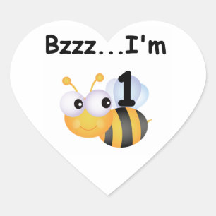 Buzz Bumblebee 1:a födelsedag T-shirts och gåvor Hjärtformat Klistermärke