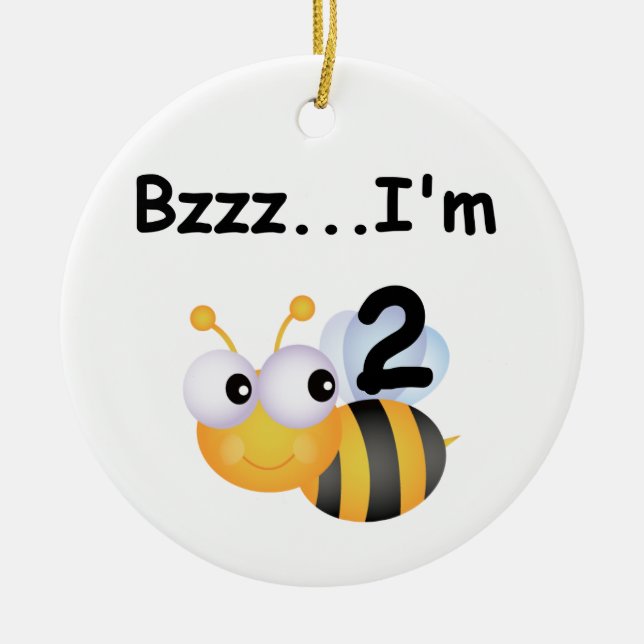 Buzz Bumblebee 2:a födelsedag T-shirts och present Julgransprydnad Keramik (Framsidan)