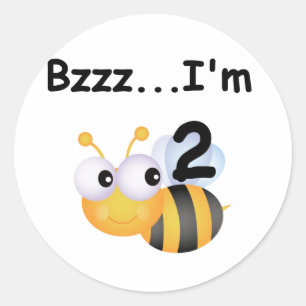 Buzz Bumblebee 2:a födelsedag T-shirts och present Runt Klistermärke