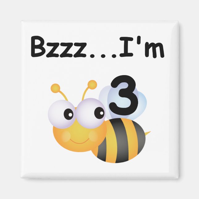Buzz Bumblebee 3:e födelsedag T-shirts och present Magnet (Framsidan)