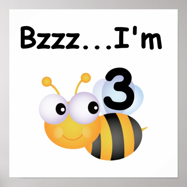 Buzz Bumblebee 3:e födelsedag T-shirts och present Poster (Framsidan)