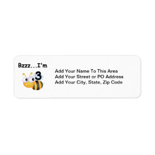Buzz Bumblebee 3:e födelsedag T-shirts och present Returadress Etikett