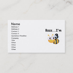 Buzz Bumblebee 3:e födelsedag T-shirts och present Visitkort