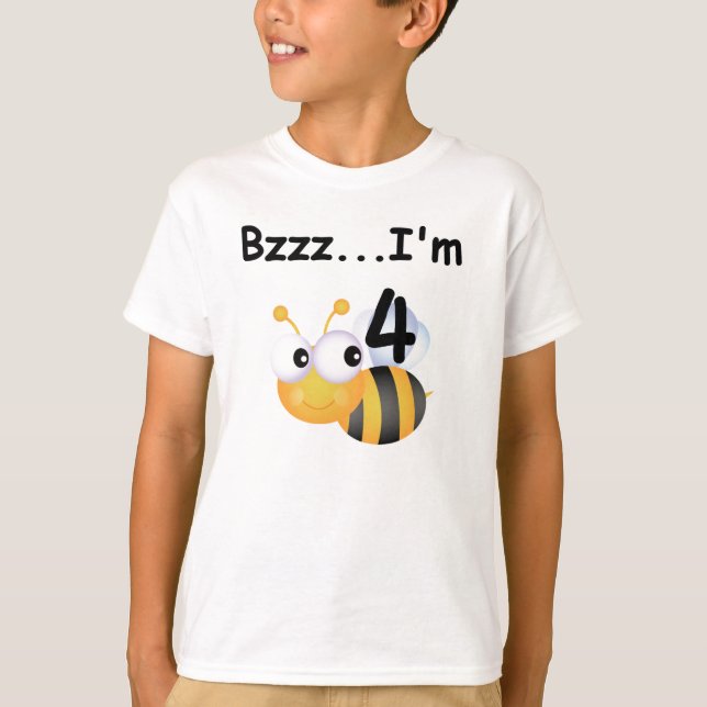 Buzz Bumblebee 4e födelsedagen T-shirts och presen (Framsida)