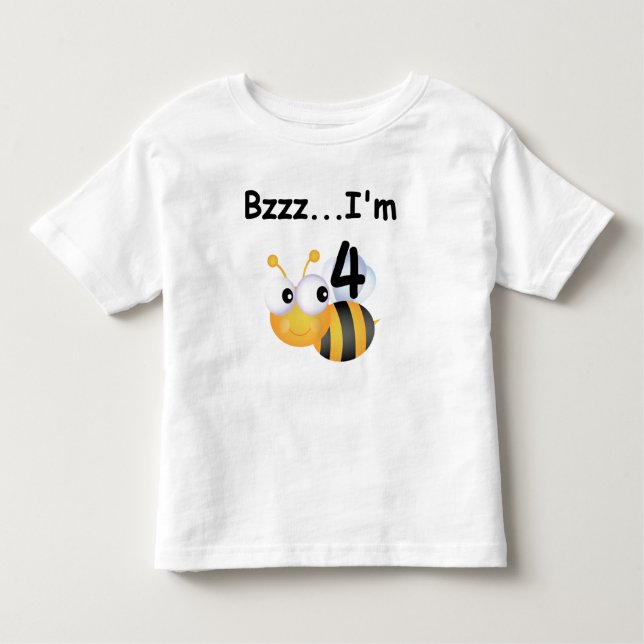 Buzz Bumblebee 4e födelsedagen T-shirts och presen (Framsida)