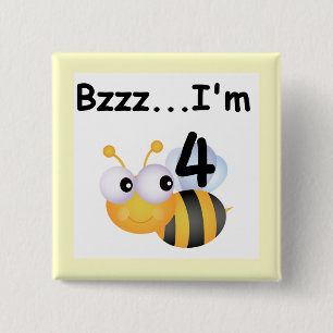 Buzz Bumblebee 4e födelsedagen T-shirts och presen Knapp