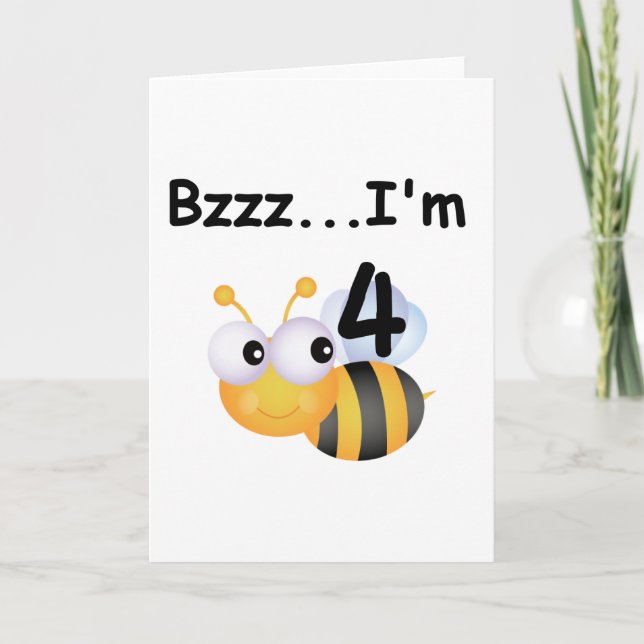 Buzz Bumblebee 4e födelsedagen T-shirts och presen Kort (Framsida)