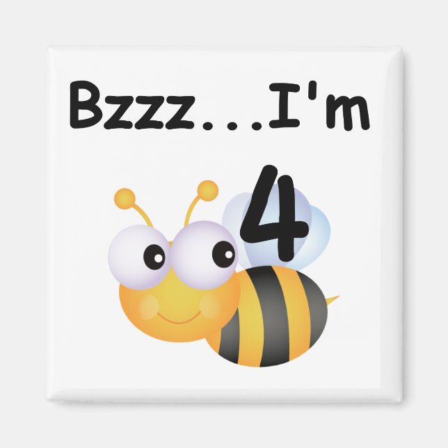 Buzz Bumblebee 4e födelsedagen T-shirts och presen Magnet (Framsidan)