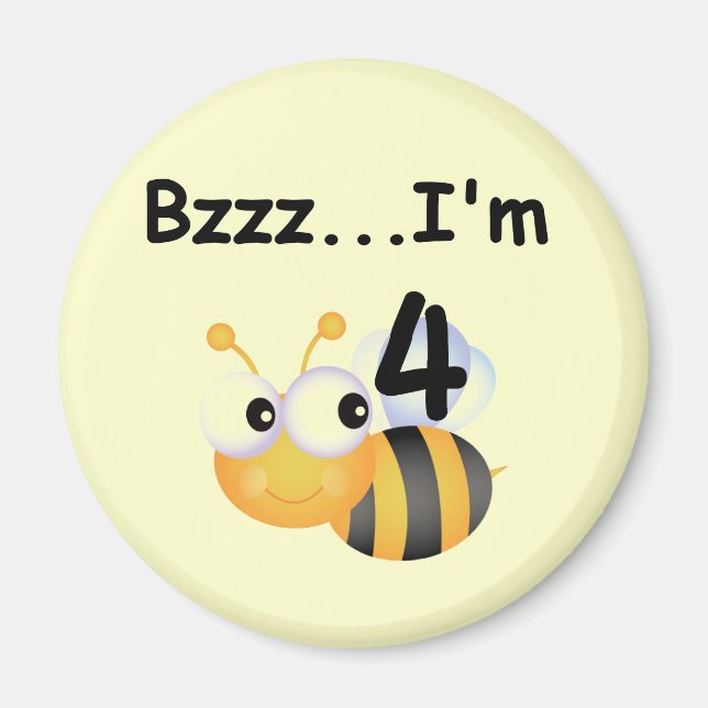 Buzz Bumblebee 4e födelsedagen T-shirts och presen Magnet (Framsidan)