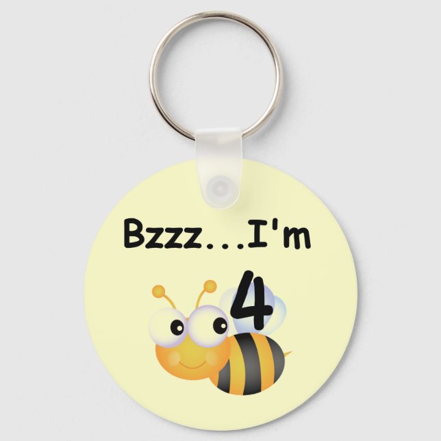 Buzz Bumblebee 4e födelsedagen T-shirts och presen Nyckelring (Framsida)