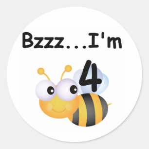 Buzz Bumblebee 4e födelsedagen T-shirts och presen Runt Klistermärke