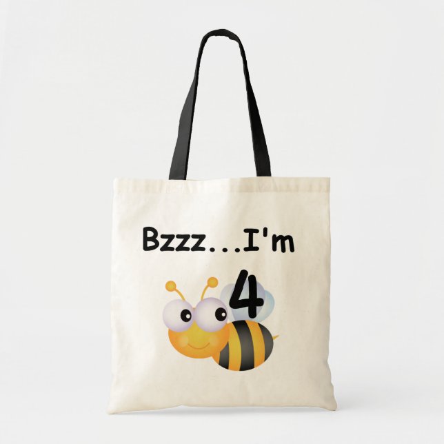 Buzz Bumblebee 4e födelsedagen T-shirts och presen Tygkasse (Framsidan)