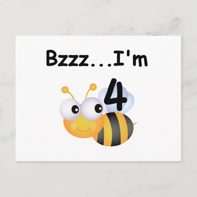 Buzz Bumblebee 4e födelsedagen T-shirts och presen Vykort (Framsida)