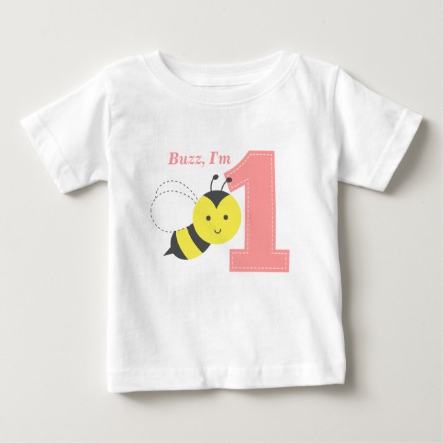 Buzz, jag är en första födelsedag, Cute Bee Tee Shirt (Framsida)