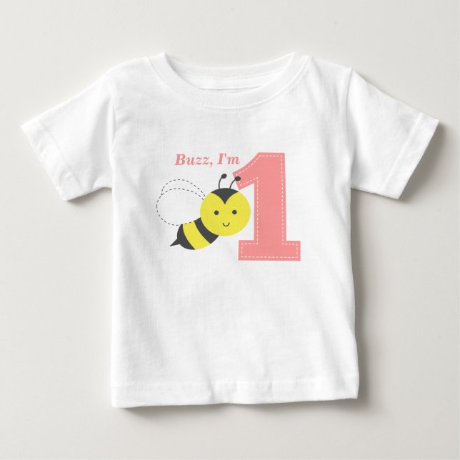 Buzz, jag är ett, Första födelsedagen, Söt Bina Tee Shirt (Framsida)