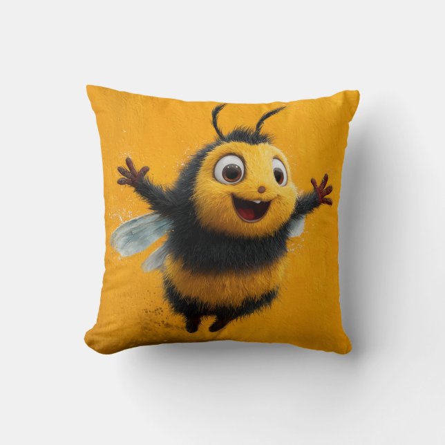 Buzz of Joy - Lycklig Bee Pillow Kudde (Framsida)