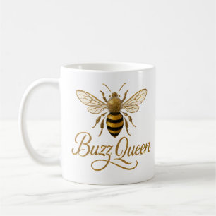Buzz Queen Guld Glitter Bee Kaffemugg