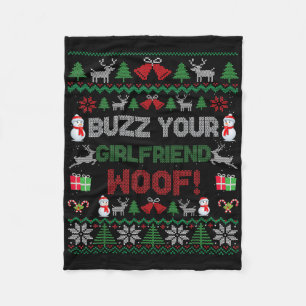 Buzz Xmas Din Tjej Woof! Fula jultröjor Fleecefilt