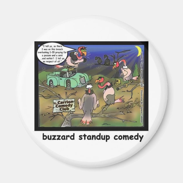 Buzzard Comedy Klubbar Roliga Tecknade Presenter & Magnet (Framsidan)