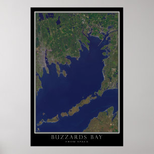 Buzzards Bay Massachusetts från Space Satellite Mo Poster
