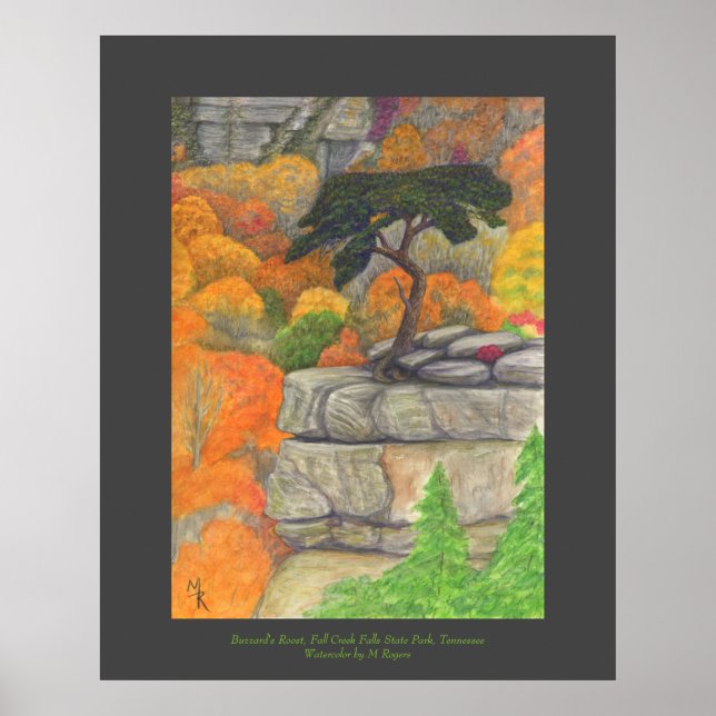 Buzzards Roost - Fall Bäck Falls State Park Poster (Framsidan)