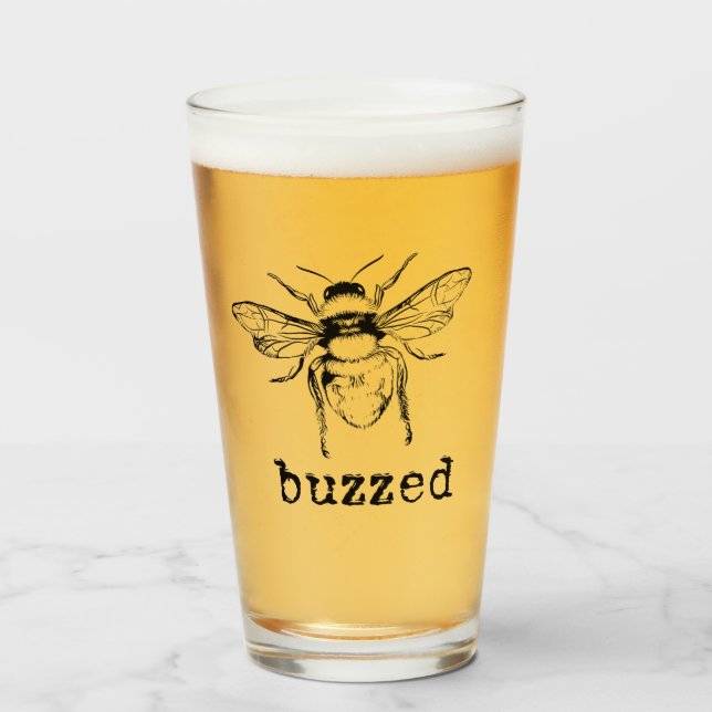 Buzzed Bee Glass Beer Kopp (Framsida fylld)