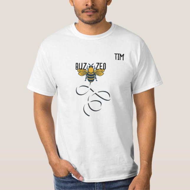 "Buzzed" med Bee Custimizable Manar T Shirt (Framsida)