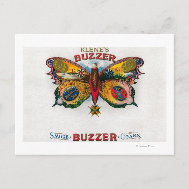 Buzzer Cigar Box-etikett Vykort (Framsida)