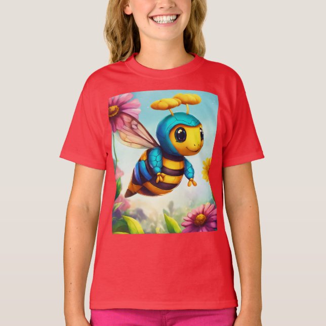 Buzzing Bee & Blommar Vår T Shirt (Framsida)