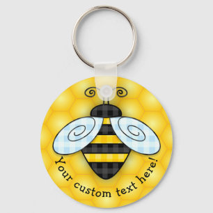 Buzzing Bumblebee Honeycomb Icon Keychain NEW! Nyckelring