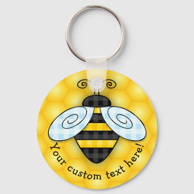 Buzzing Bumblebee Honeycomb Icon Keychain NEW! Nyckelring (Framsida)