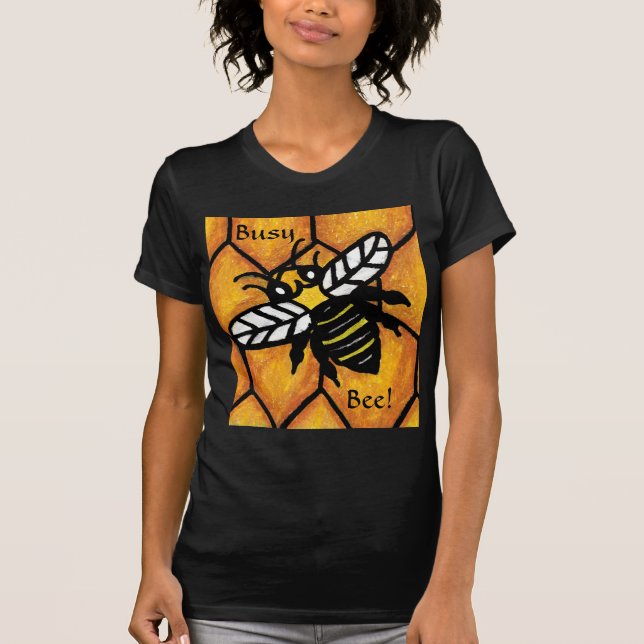 Buzzing Busy Cute Bee Honeycomb Tee (Framsida)