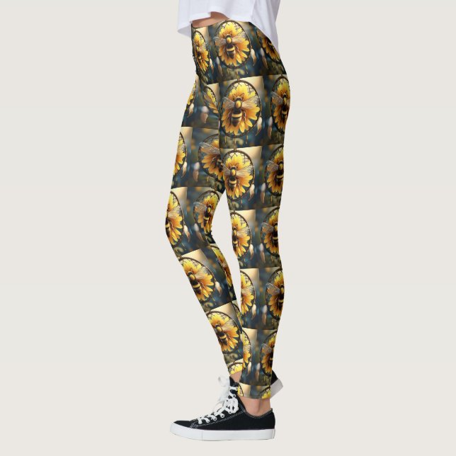 "Buzzing Dreams: Sunsun Bee Dreamcatcher" Leggings (Vänster)