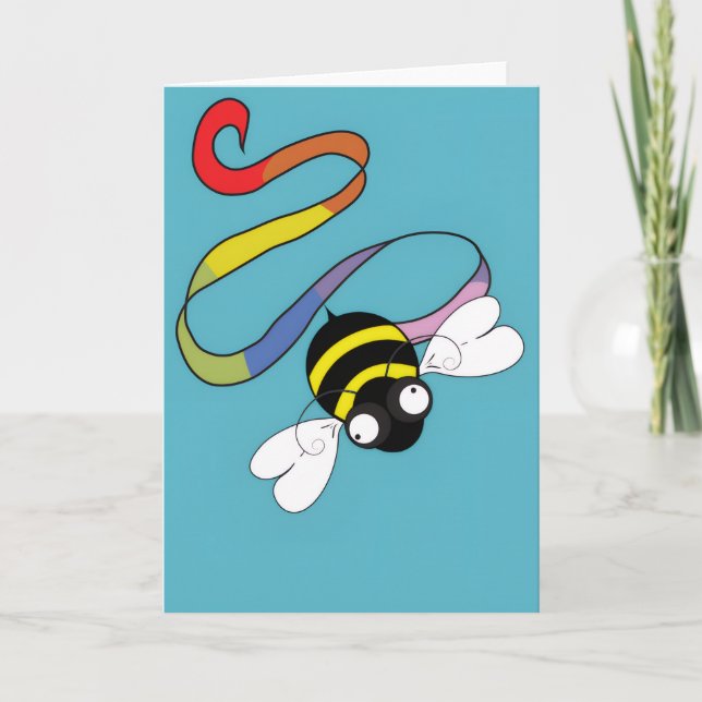 Buzzing Rainbow Bee Card (tom insida) Kort (Framsida)