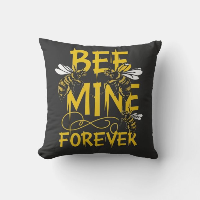 Buzzing Romantik: Bee Mine Forever Design Kudde (Framsida)