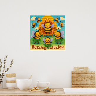 Buzzing with Joy - Cute Bee Kingdom Firande Poster