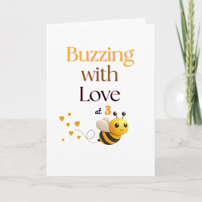 Buzzing with Love Birthday Card – Sweet Bee Design Kort (Framsida)