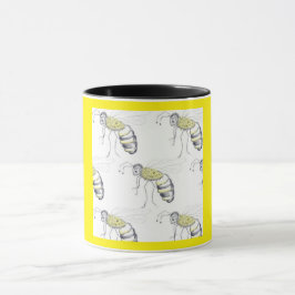 Buzzing with Style – Bee Illustration Ceramic Mug Mugg