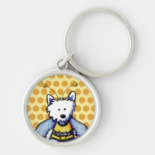 Buzzy Bee Westie Rund Silverfärgad Nyckelring