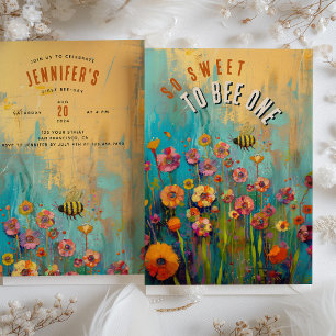 Buzzy Blooms: Första bidagen Party Inbjudningar