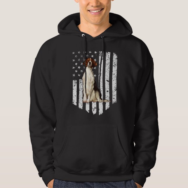 BW American Flag Irish Red and White Setter 4th Of Hoodie (Framsida)