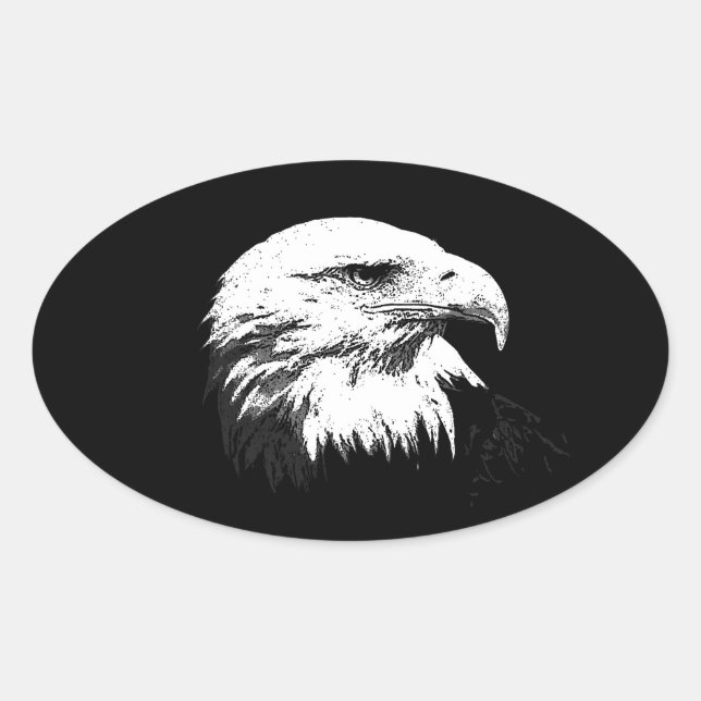 BW American Örn Ovalt Klistermärke (Framsida)