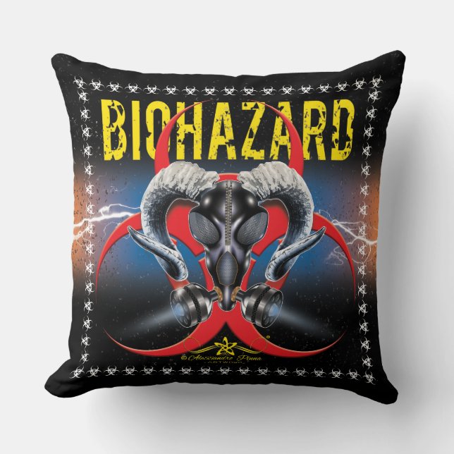 BW! BIOHAZARD VARNING! SKULL KUDDE (Framsida)