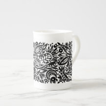 BW Bird Art Cutouts Bone China Mugg